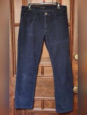 Theory Haydin Corded Navy Corduroy Straight Leg Jeans Size 33/30-$228.00